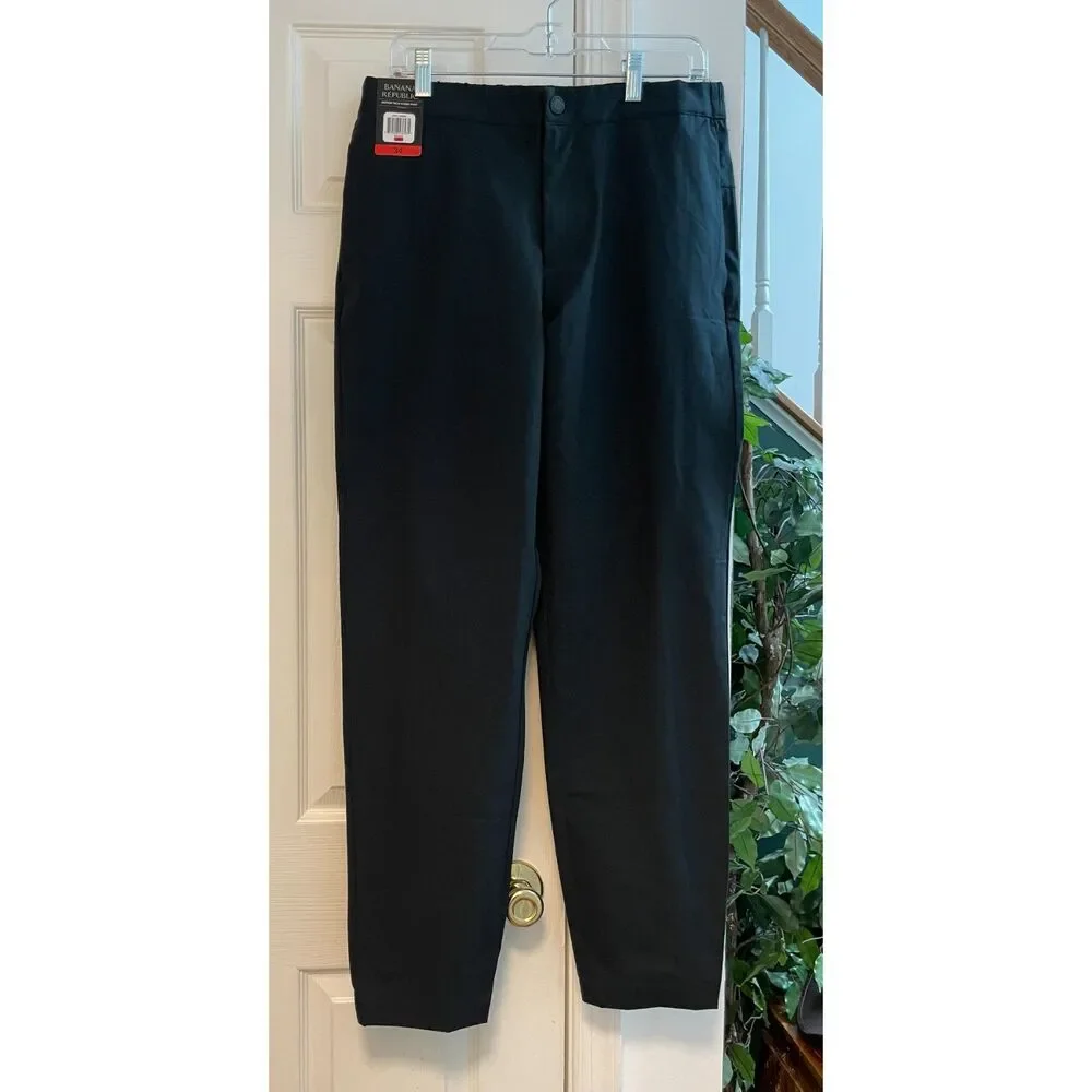 Banana Republic Motion Pants Black 34 Straight Slim Fit Stretch Workwear Minimal